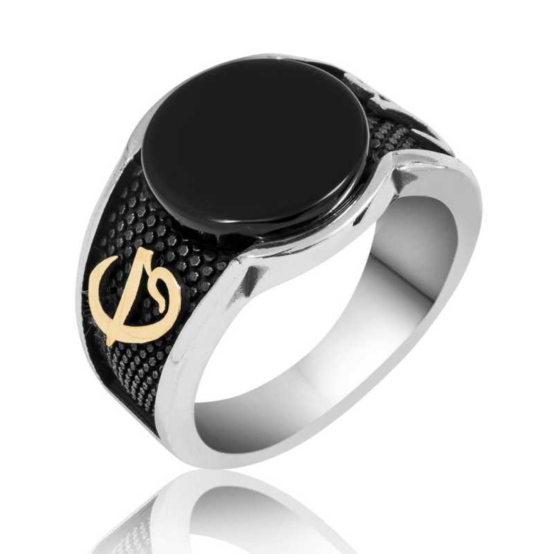 Men's Black Gemmed Silver Ring