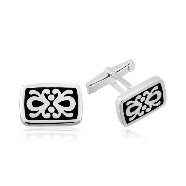 Men's Patterned Silver Cufflinks