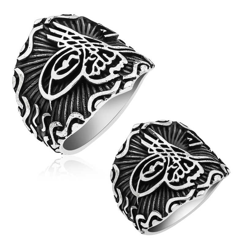 Men's Ottoman Tughra Design Silver Ring