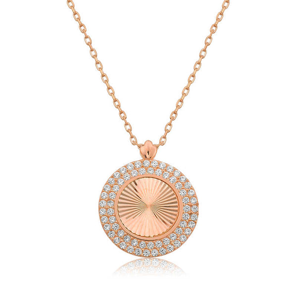 Women's Gemmed Rose Plated Silver Necklace