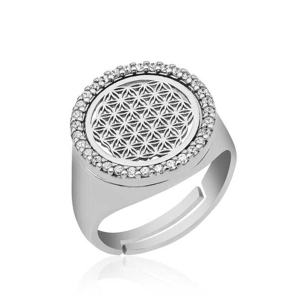 Women's Flower Of Life Design Silver Ring