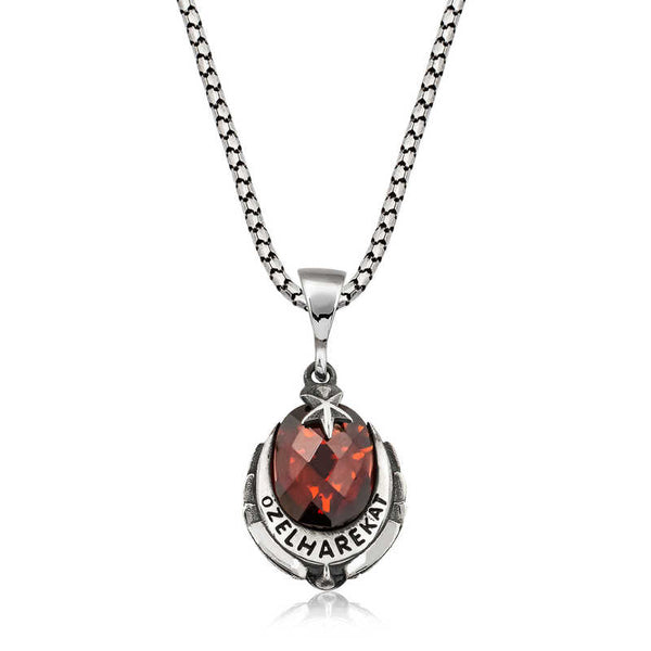 Men's Gemmed Silver Necklace