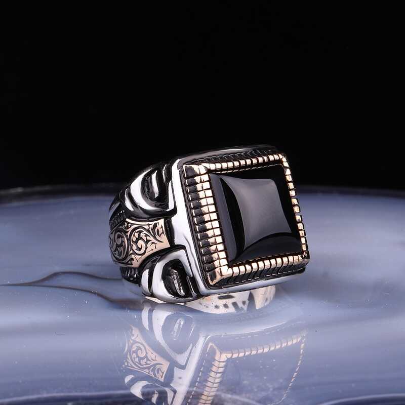 Men's Square Onyx Gemmed Ring