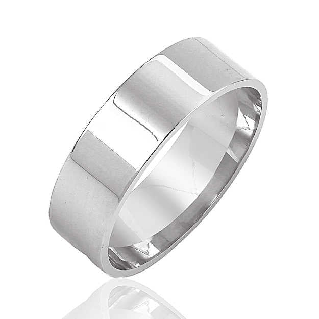 Rhodium Plated Silver Wedding Ring