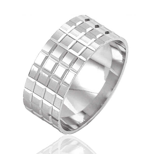 Rhodium Plated Silver Wedding Ring