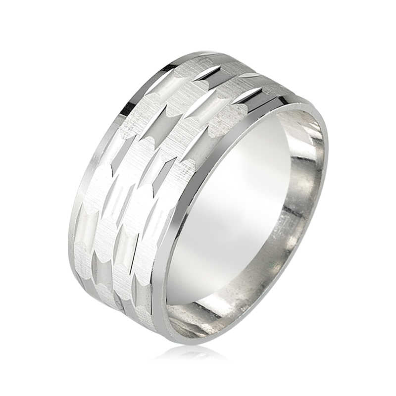 Silver Rhodium Wedding Ring