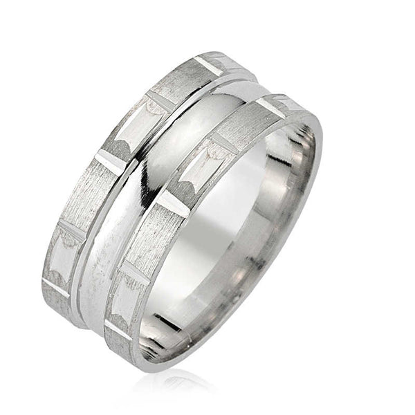 Silver Rhodium Wedding Ring