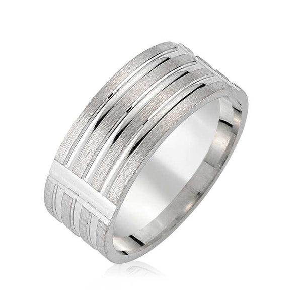 Silver Rhodium Wedding Ring