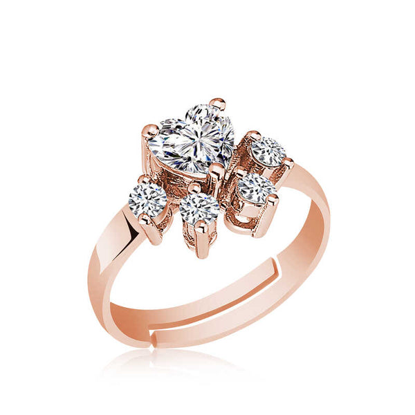 Women's Gemmed Rose Gold Plated Silver Ring