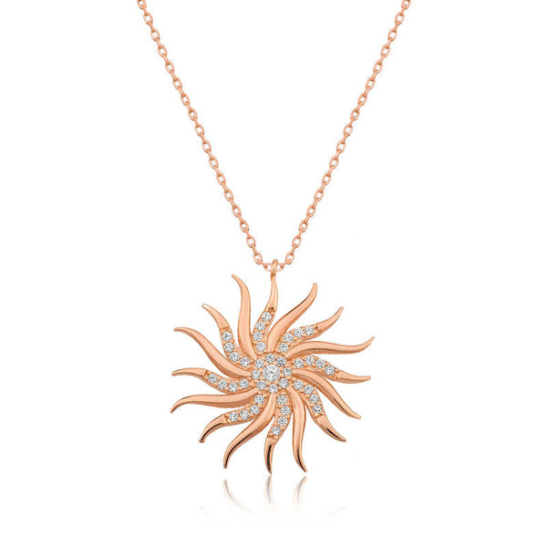 Women's Gemmed Rose Plated Silver Necklace