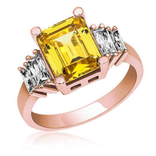Women's Yellow Gemmed Silver Ring