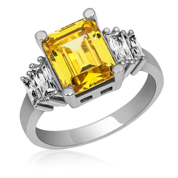 Women's Yellow Gemmed Silver Ring