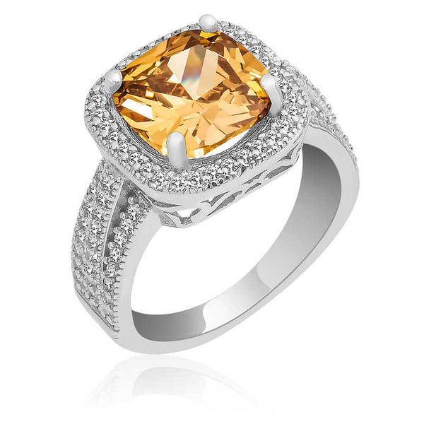 Women's Yellow Gemmed Silver Ring