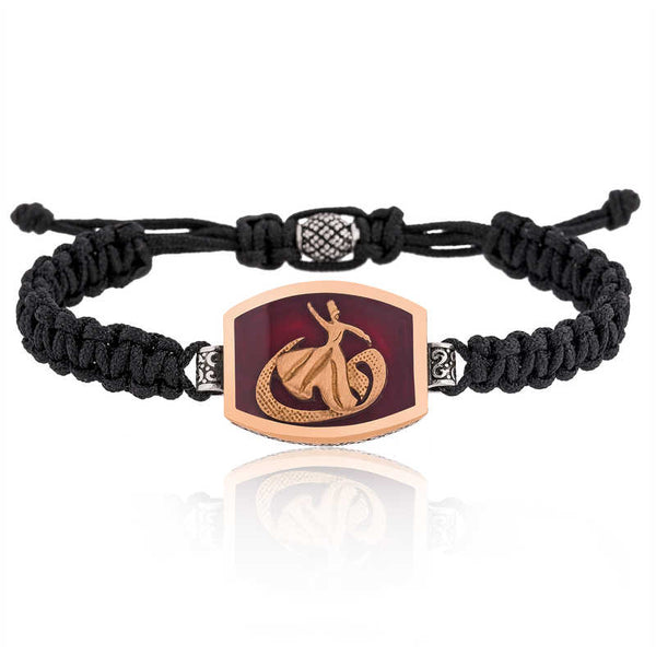 Men's Silver Vav Pattern Accessory Black Bracelet