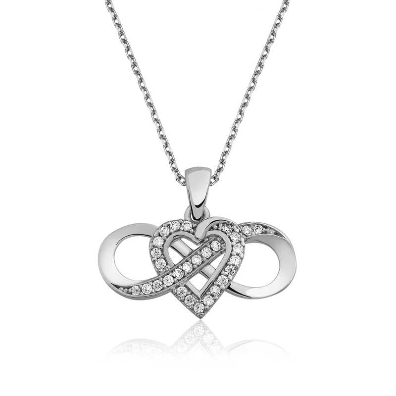 Women's Infinity & Heart Pendant Silver Necklace