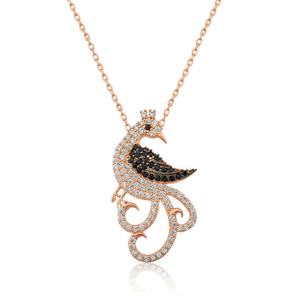 Women's Gemmed Rose Plated Silver Necklace