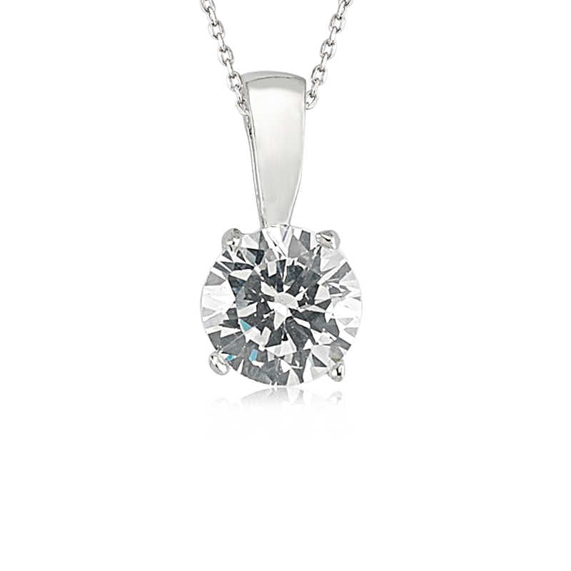 Women's Single Gemstone Pendant Silver Necklace