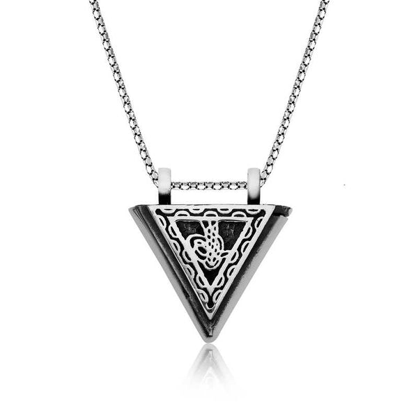 Unisex Tughra Design Silver Necklace For Amulet