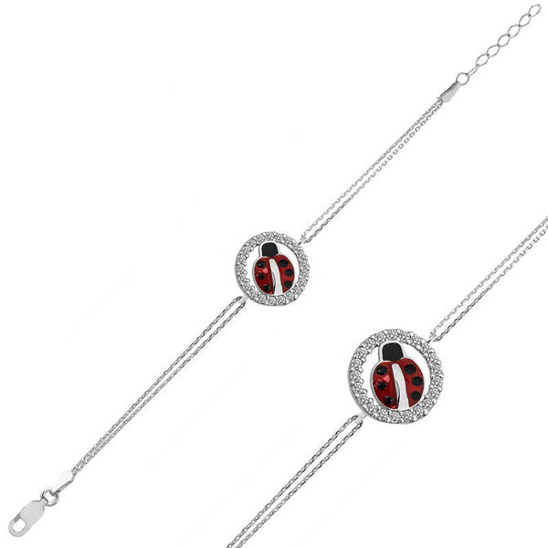 Women's Ladybug Figure Silver Bracelet