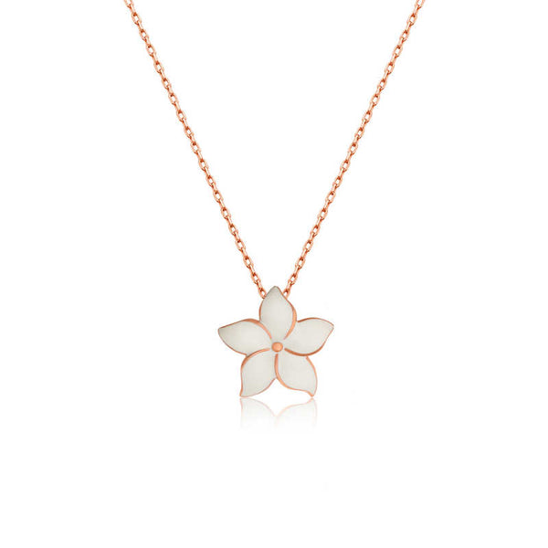 Women's Floral Pendant Rose Plated Silver Necklace