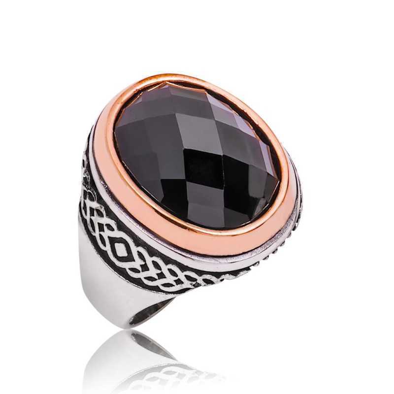 Men's Black Gemmed Silver Ring