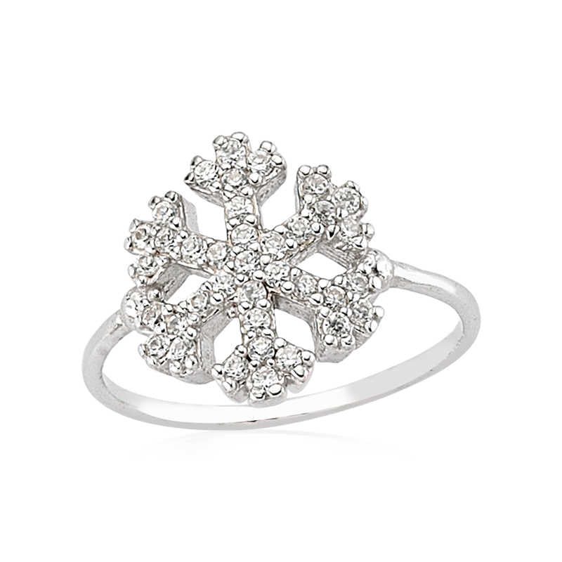 Women's Snowflake Design Silver Ring