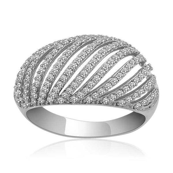 Women's Zircon Gemmed Silver Ring