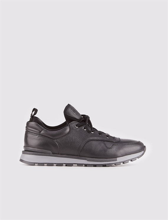 Men's Black Leather Sport Shoes