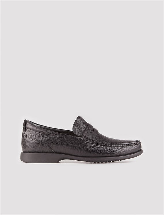 Men's Black Leather Loafer Shoes