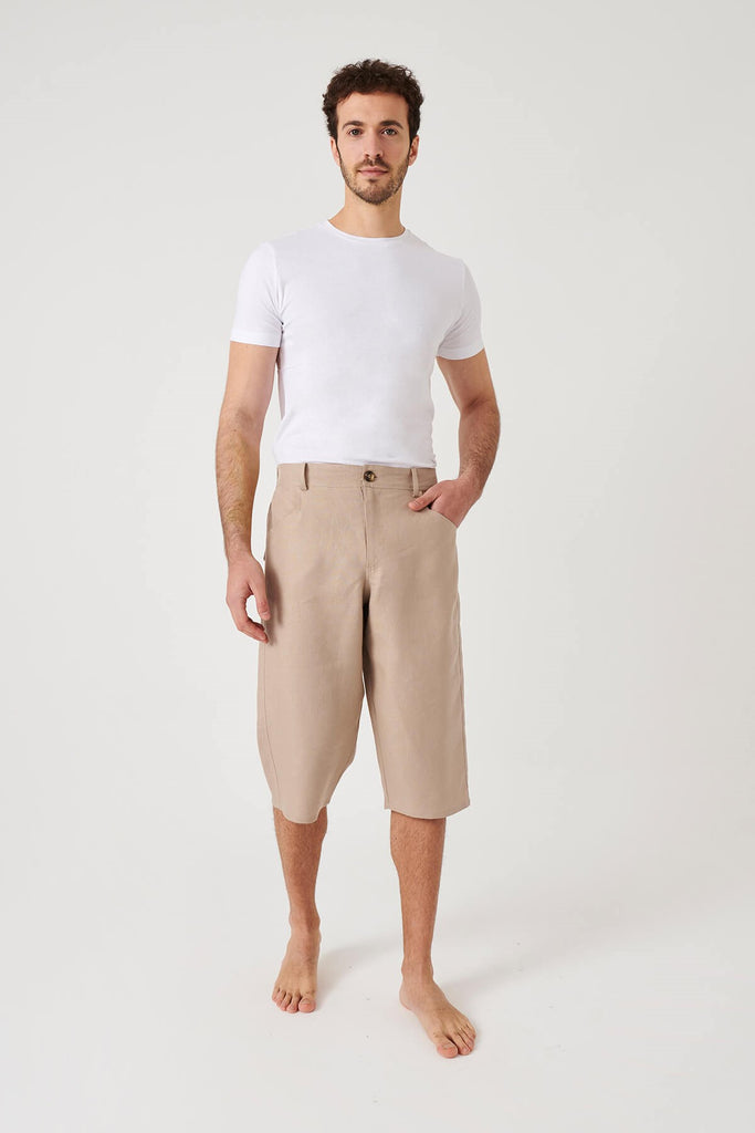 Men's Pocket Beige Capri Pants
