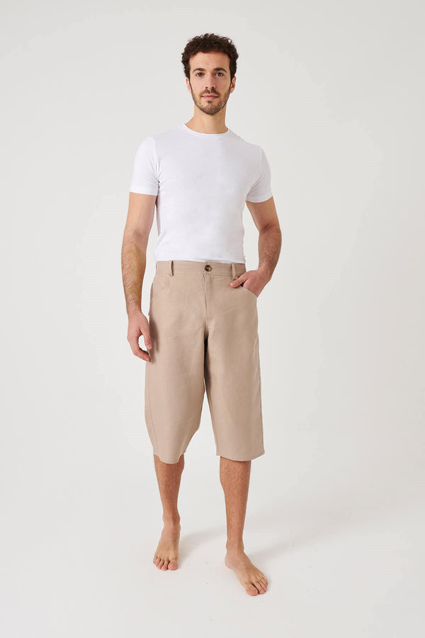 Men's Pocket Beige Capri Pants