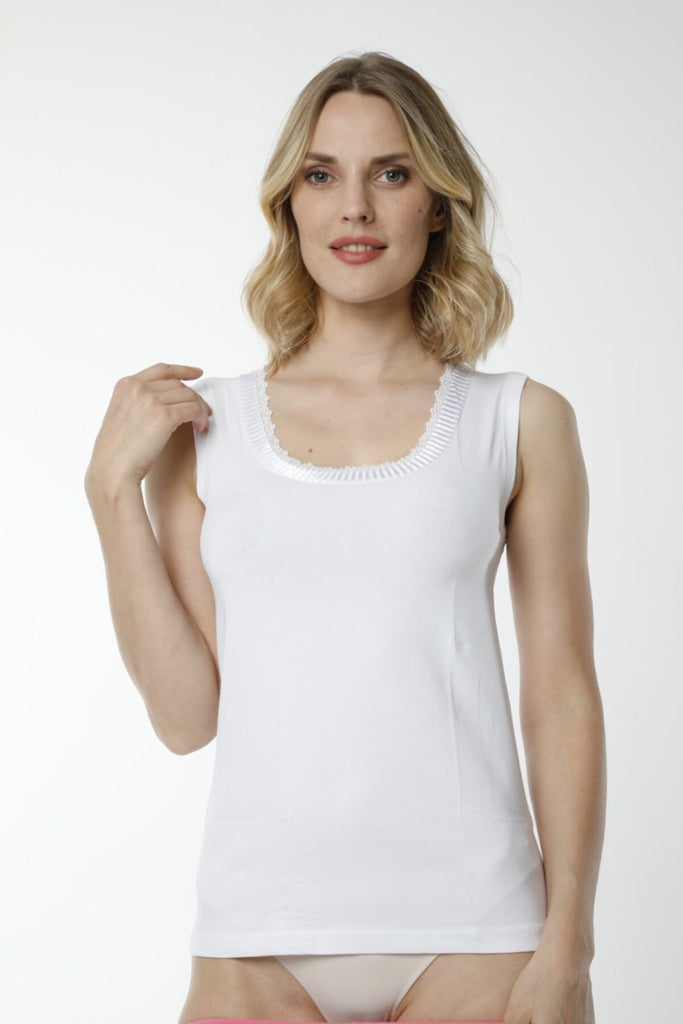 Women's White Cotton Camisole - 3 Pieces