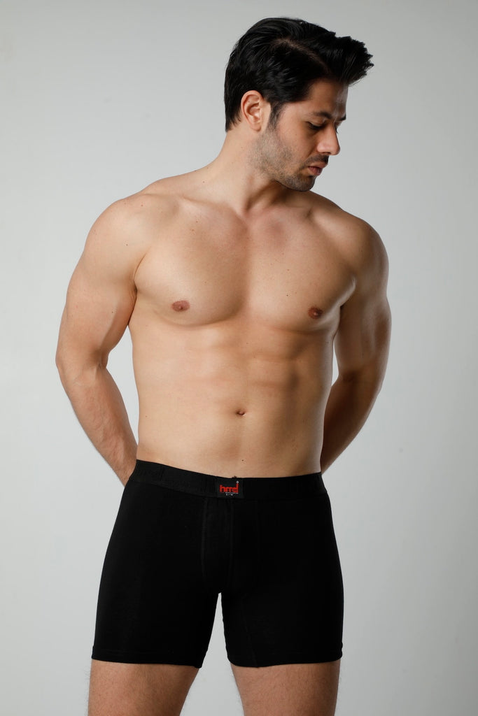 Men's Black Cotton Lycra Boxer