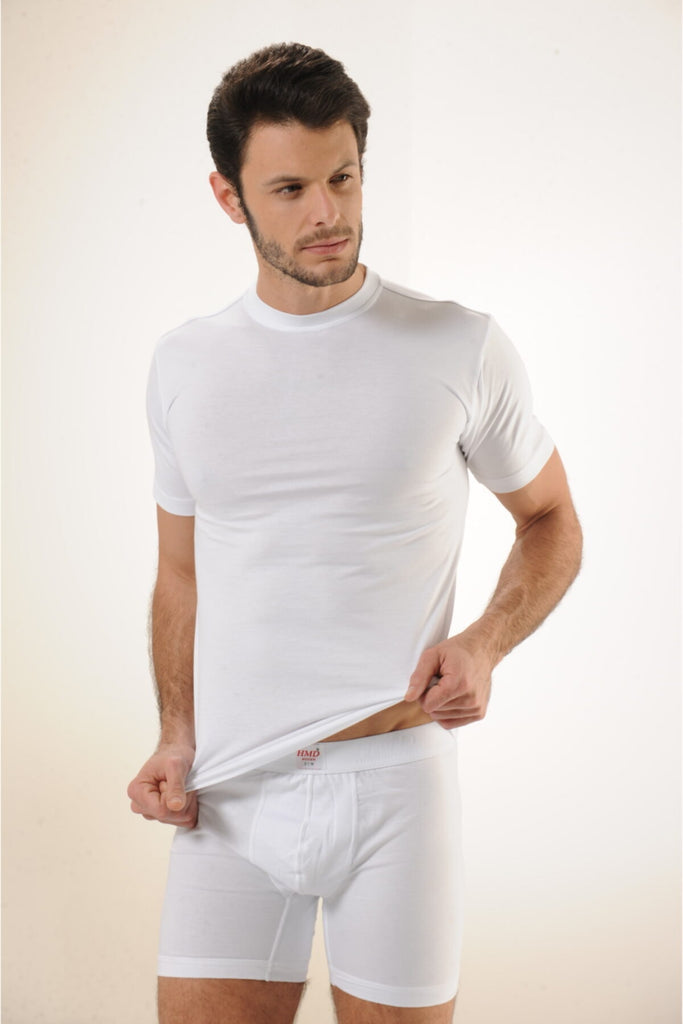 Men's Short Sleeves White Undershirt