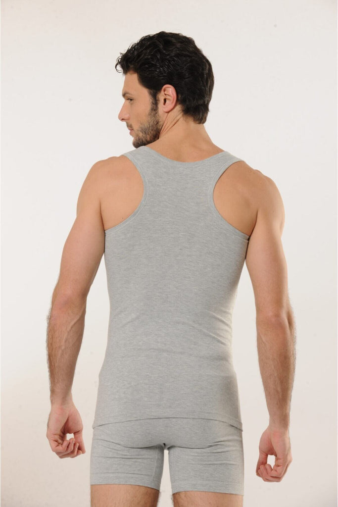 Men's Grey Cotton Sleeveless Undershirt