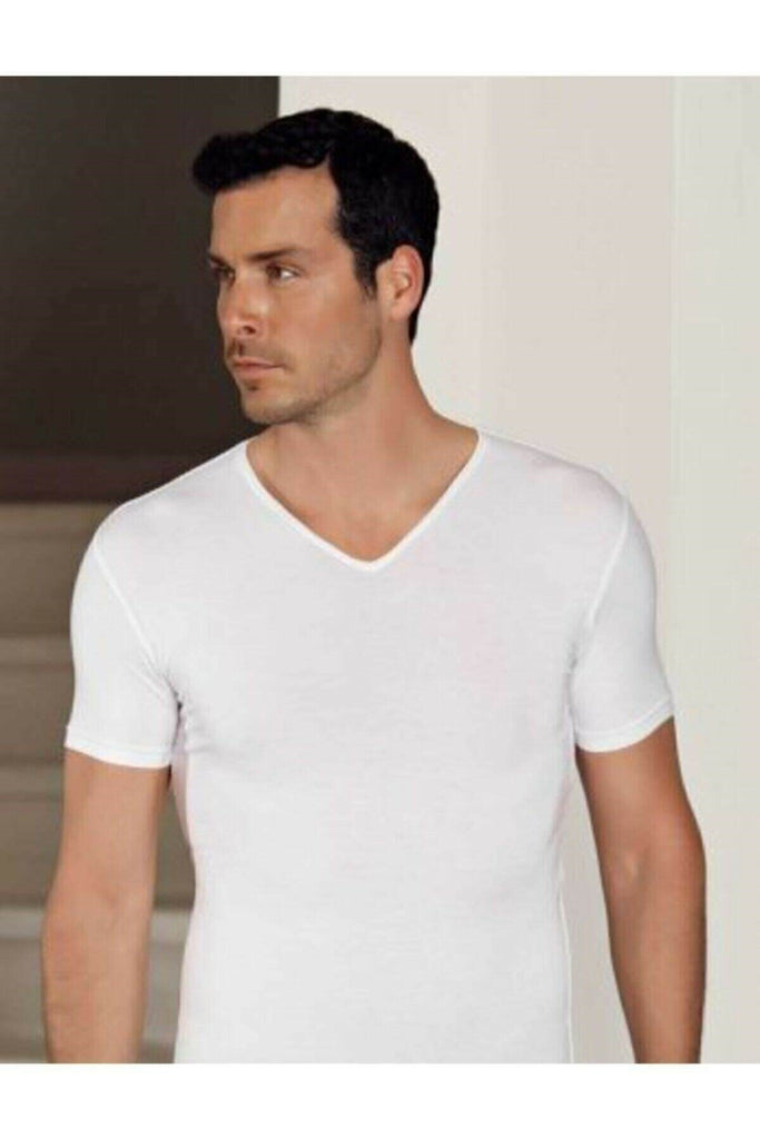 Men's Short Sleeves White Lycra Undershirt