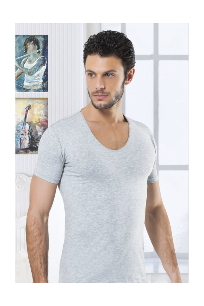 Men's Short Sleeves Grey Undershirt