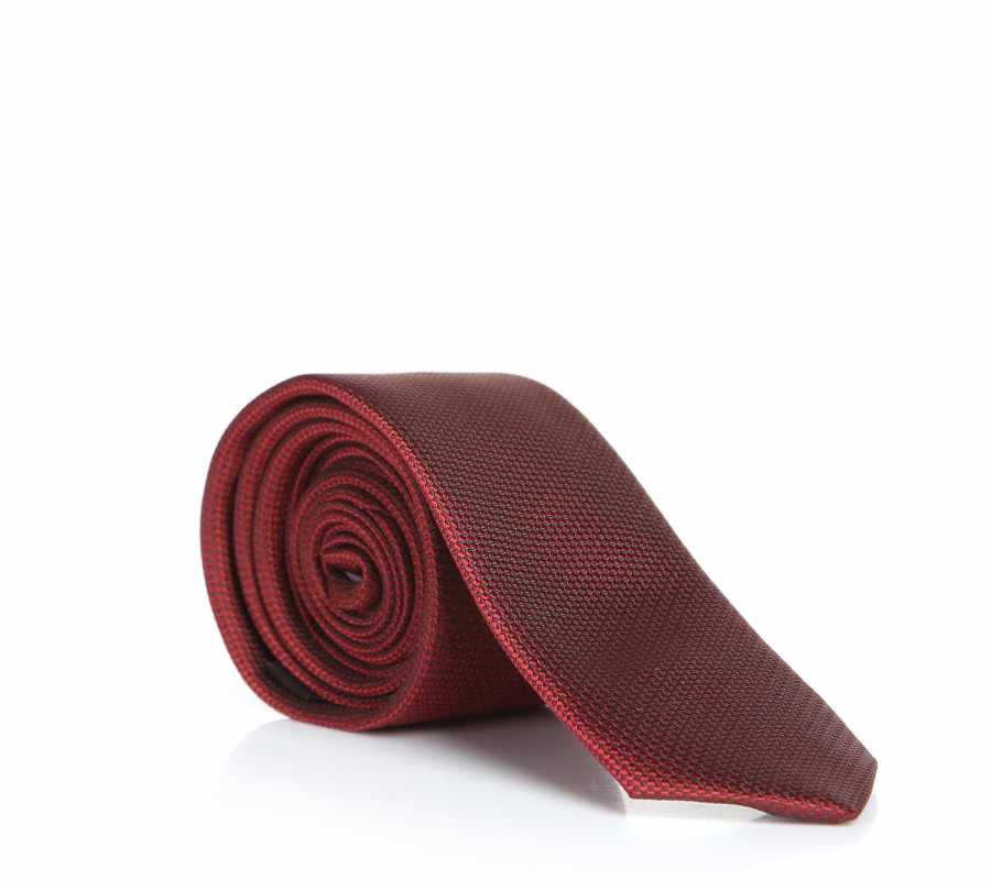 Plain Claret Red Woven Slim Fit Tie