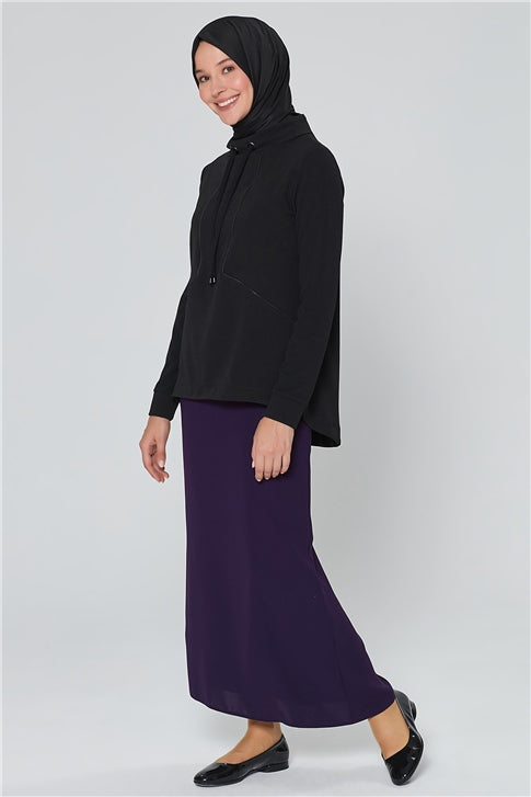 Women's Plain Damson Long Skirt