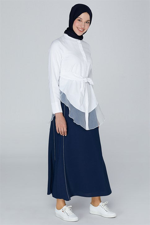 Women's Navy Blue Long Skirt