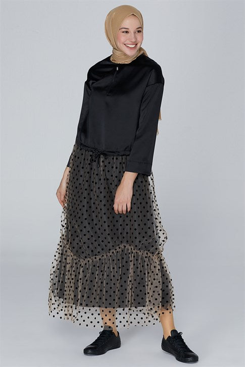 Women's Dotted Tulle Detail Skirt