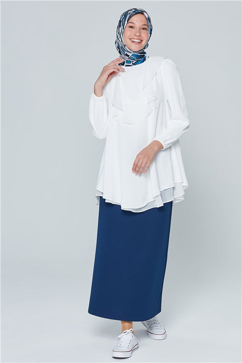 Women's Plain Indigo Long Skirt