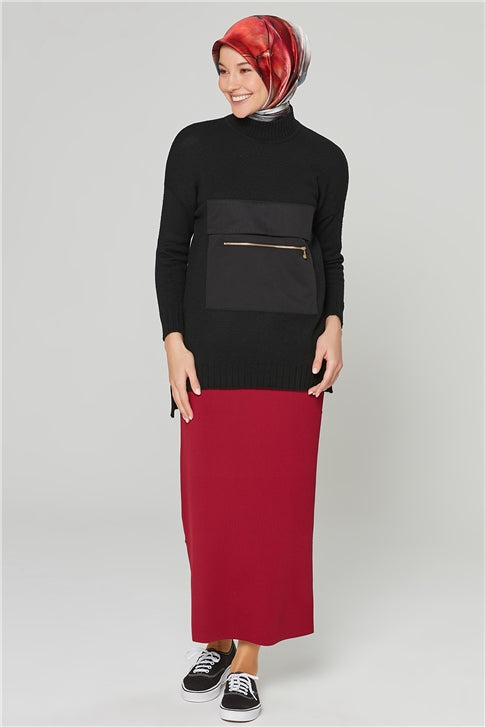 Women's Claret Red Long Skirt