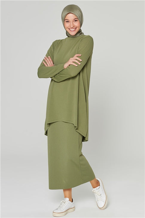 Women's Plain Khaki Long Skirt