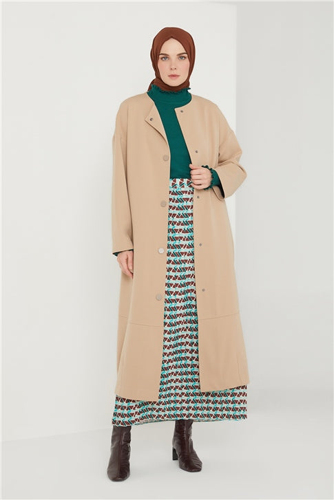 Women's Patterned Pleated Long Skirt