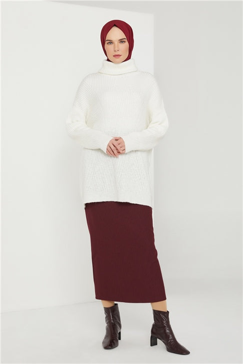 Women's Plain Claret Red Skirt
