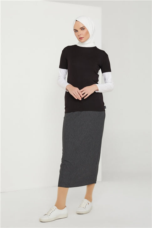 Women's Short Sleeves Black Blouse