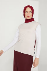 Women's Sleeveless Beige Blouse