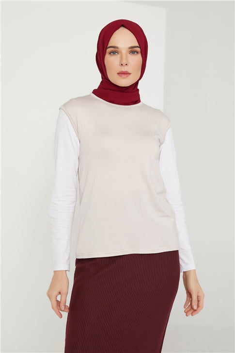 Women's Sleeveless Beige Blouse
