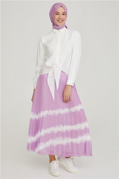 Women's Pleated Lilac Long Skirt